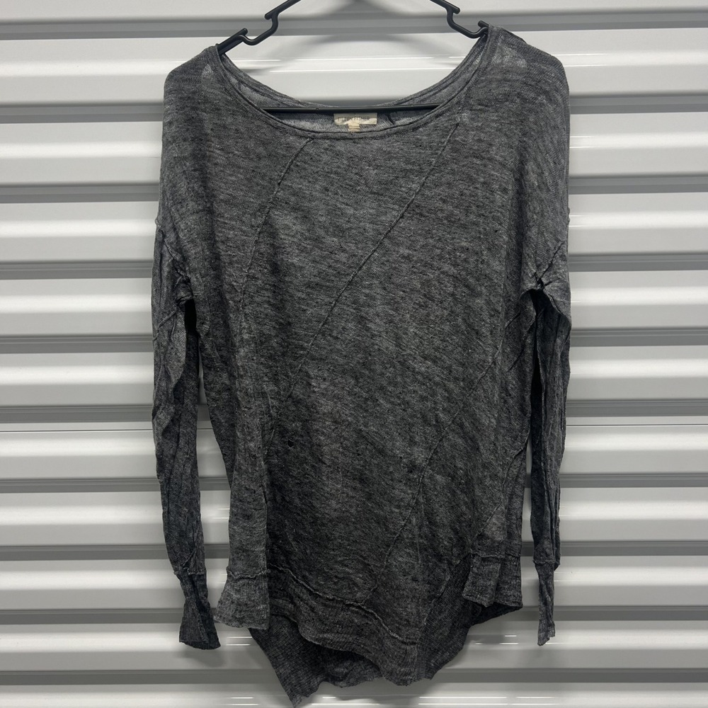 Eileen Fisher Minimalist Italian Linen Knit Medium Neutral Gray Sheer Lagenlook — photo 2